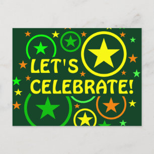 STARS & CIRCLES postcard - "Let's celebrate!"
