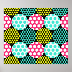 stars circles seamless pattern in multicolor pop s poster