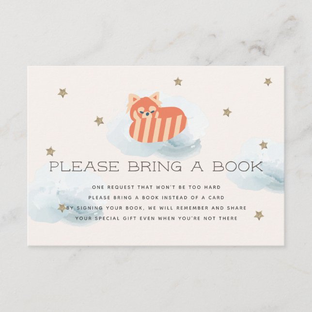 Stars & Clouds Red Panda Please Bring a Book Card (Front)
