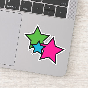 Stars Colourful Neon Pink Green Blue Black
