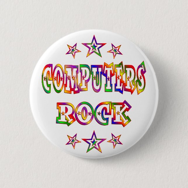 Stars Computers Rock 2 Inch Round Button (Front)