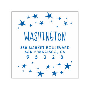 Stars Confetti Hand-written Name & Return Address Self-inking Stamp