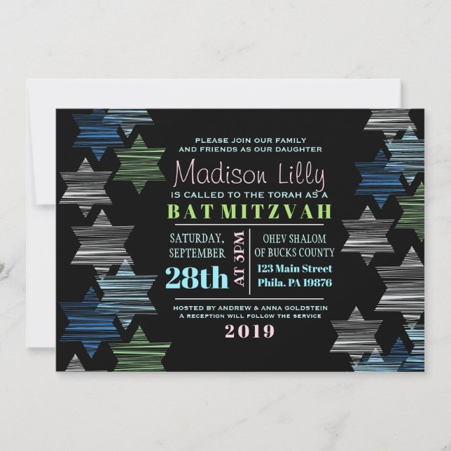STARS CONNECTING Bat Mitzvah Invitation (Front)