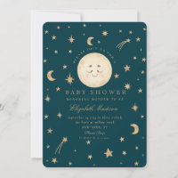 Stars Cute Moon Golden Galaxy  Baby Shower 