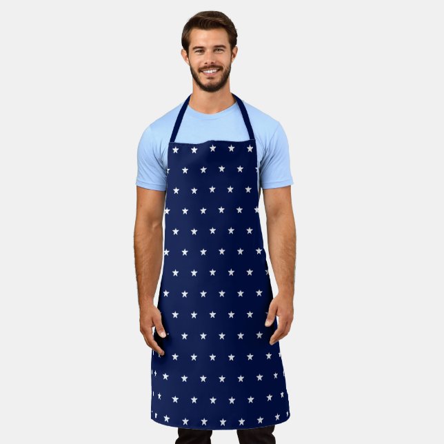 Stars dark navy blue and white pattern apron (Worn)
