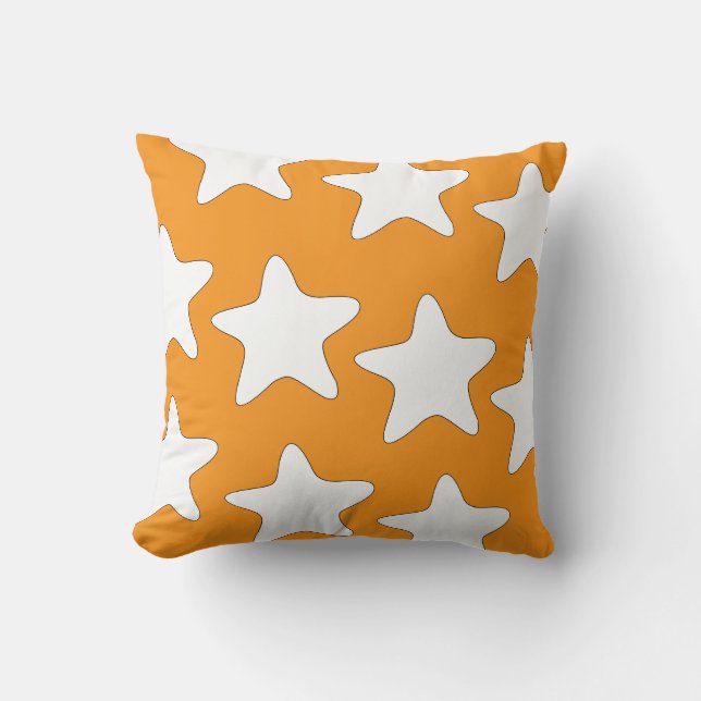 Stars Decorator Orange Throw Pillow (Front)
