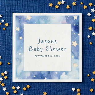 Stars dreamy baby shower blue invitation napkin