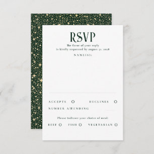 Stars Emerald Green and Gold Wedding RSVP