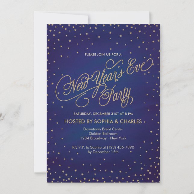Stars enchantés Invitation du Nouvel An à la Soiré (Devant)