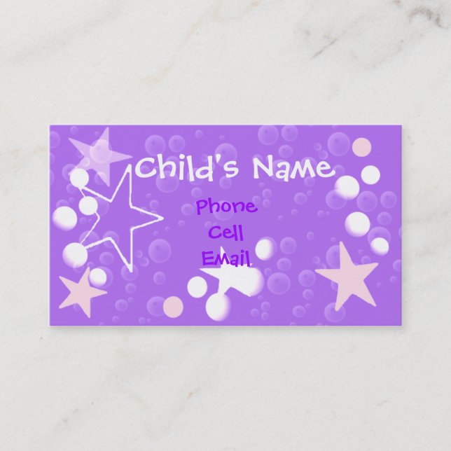 Stars et bulles Carte d'appel pour enfants (Devant)