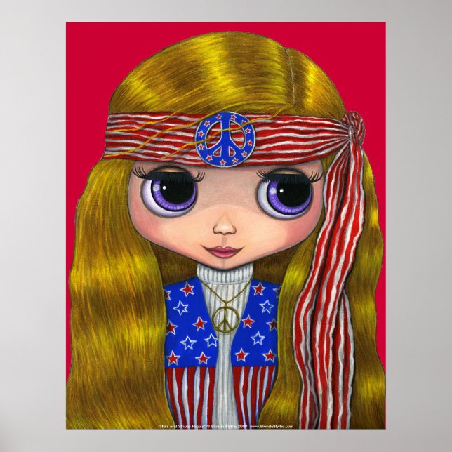 Stars et rayures 4 juillet hippie Poster (Devant)