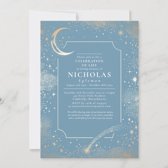 Stars Funeral Memorial Service Celebration of Life Invitation (Front)