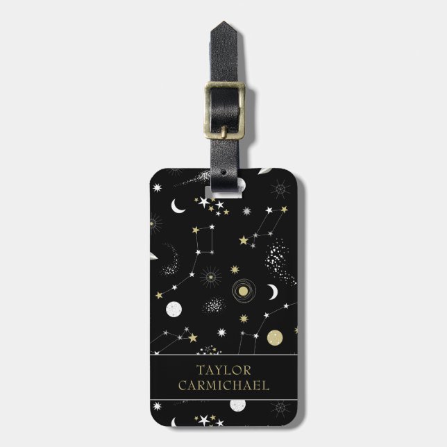 Stars Galaxies Space Pattern Luggage Tag (Front Vertical)