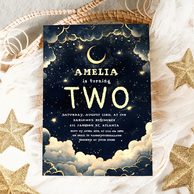 Stars Galaxy Celestial Kids Birthday Party Invitation (Stars Galaxy Celestial Kids Birthday Party Invitation)