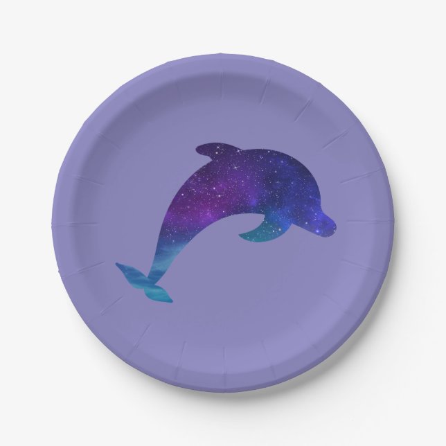 Stars Galaxy Delphin Stars Galaxy Dolphin Paper Plate (Front)