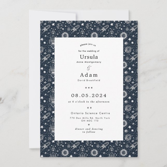 Stars Galaxy Space Science Custom Photo Wedding Invitation (Front)