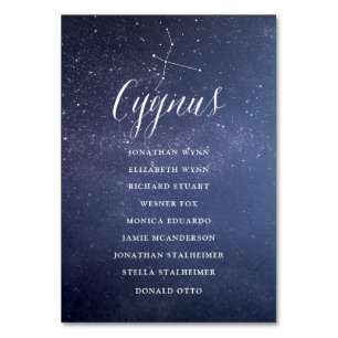 Stars Galaxy Wedding Seating Chart Card Cygnus