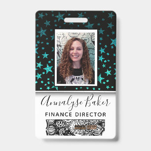 Stars Glitter Professional CNA Nurse Photo Name  Badge