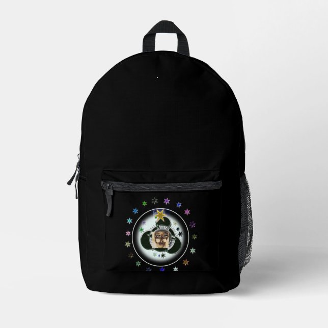 Stars Gold Mask Printed Backpack (Front)
