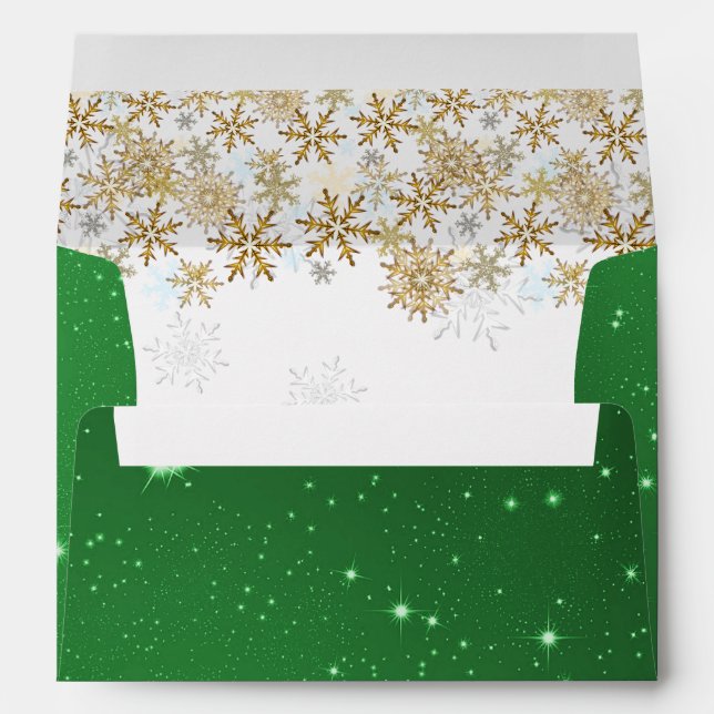 Stars Green Christmas A7 Enveloppes (Dos (Bas))