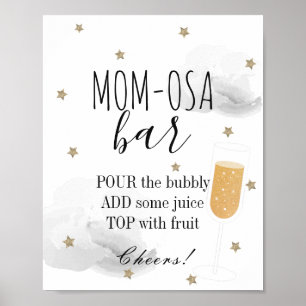 Stars & Grey Clouds Baby Shower Mom-osa Bar Poster