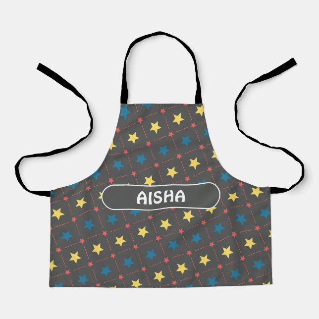Stars Grey Yellow Minimal Pattern Apron (Front)