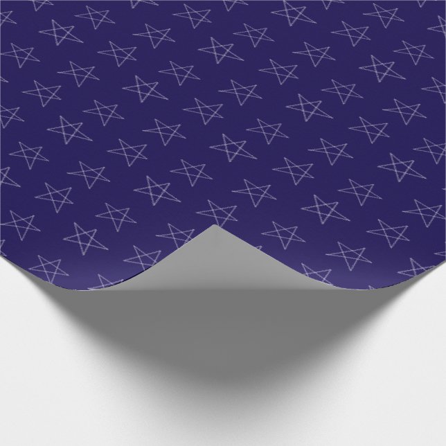 Stars Hand Drawn Custom Blue Wrapping Paper (Corner)