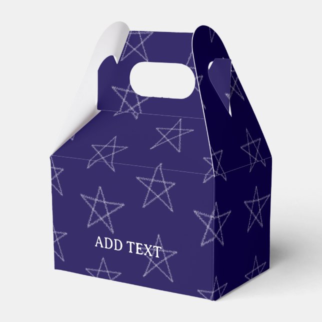 Stars Hand Drawn Custom Name Purple Favor Box (Front Side)