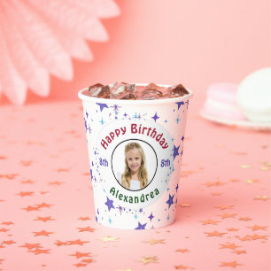 Stars Happy Birthday Child Photo Personalize Paper Cups