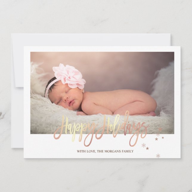 Stars Happy Holidays Baby Photo (Front)