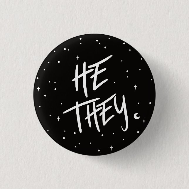 Stars He/They Pronouns  3 Cm Round Badge 1 Inch Round Button (Front)
