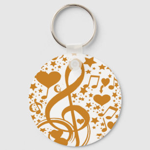 Stars,Hears and The Music Notes,Gold_ Keychain