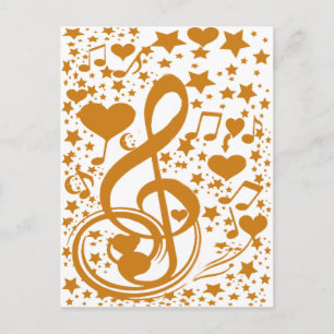 Stars,Hears and The Music Notes,Gold_ Postcard