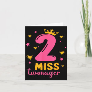 Stars hearts 2 years old miss twonager happy card