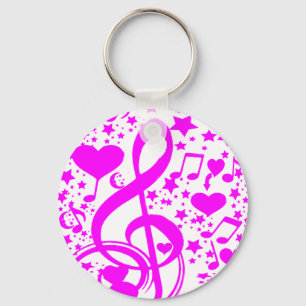 Stars,Hearts and The music notes-Pink_ Keychain