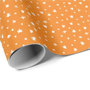 Stars Hearts Bright Watercolor Birthday Halloween Wrapping Paper