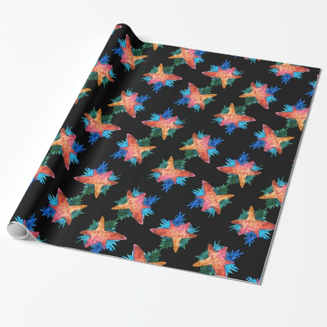 Stars Holiday Mood  Wrapping Paper (Unrolled)