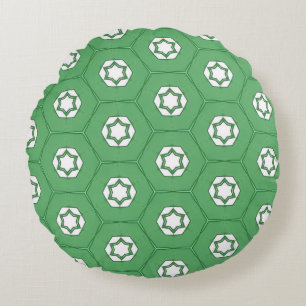 Stars in a honeycomb mint green circular pillow