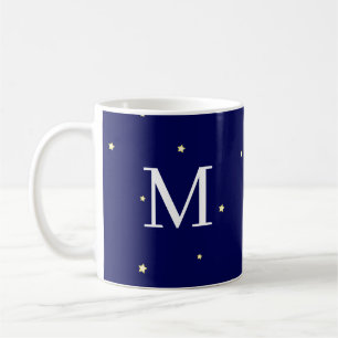 Stars In Midnight Blue Sky Fanciful Monogrammed Coffee Mug