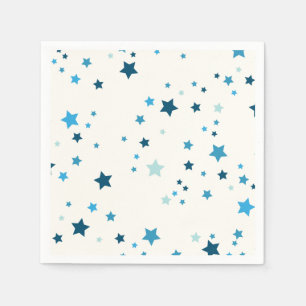 Stars in multiple shades of blue napkin