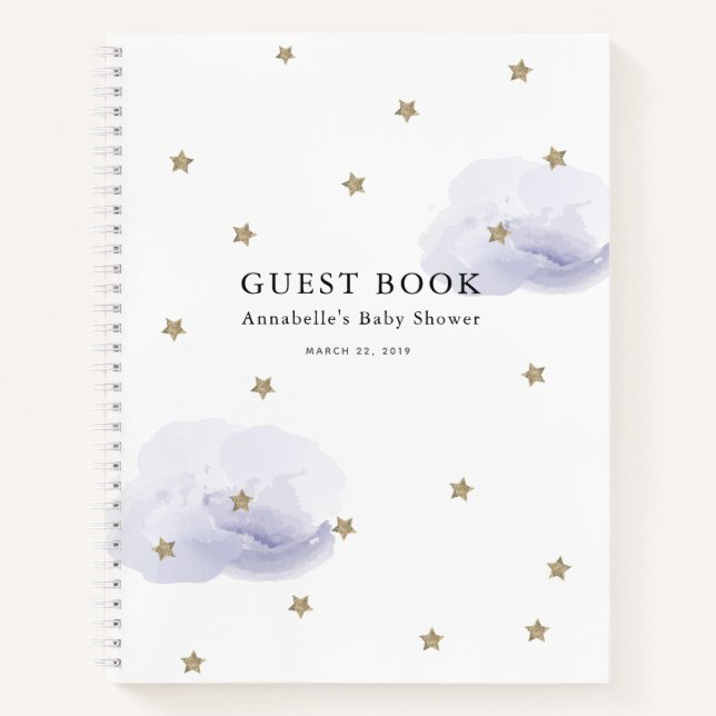Stars & Lavender Clouds Baby shower Livre d'invité (Devant)