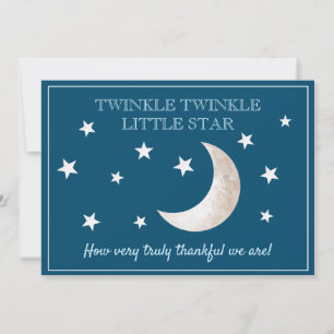 Stars Lune Bleu Marine Baby shower blanc Merci