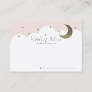 Stars Lune & Nuages Baby shower rose Cartes de con