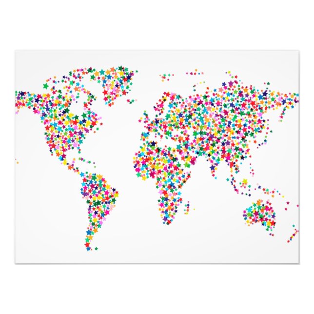 Stars Map of the World Map Photo Print (Front)