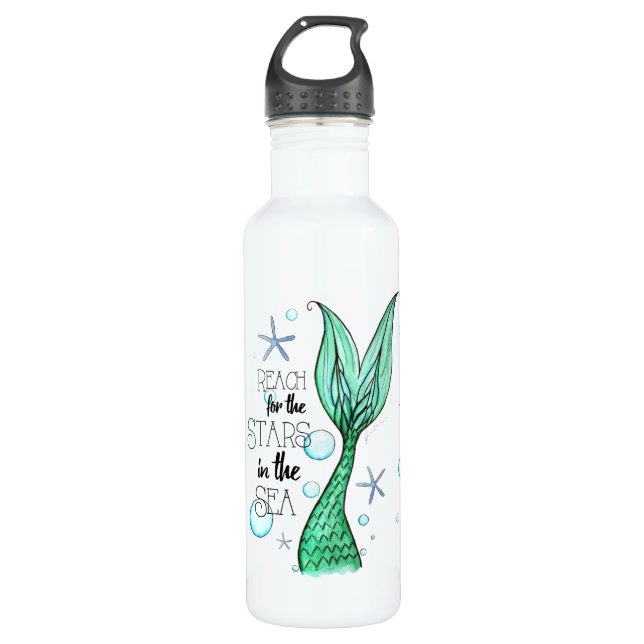 Stars & Mermaid Water Bottle (24 oz) (Front)