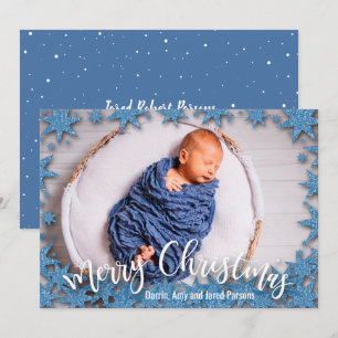 Stars Merry Christmas Photo Birth Announcements