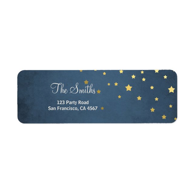 Stars Moon Address Labels Gold Baby shower Galaxy  (Front)