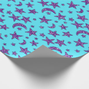 Stars Moon Amethyst Purple Plum Sparkly Ocean Wrapping Paper
