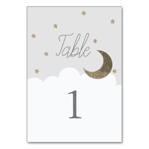 Stars & Moon Baby Grey Numéro de table