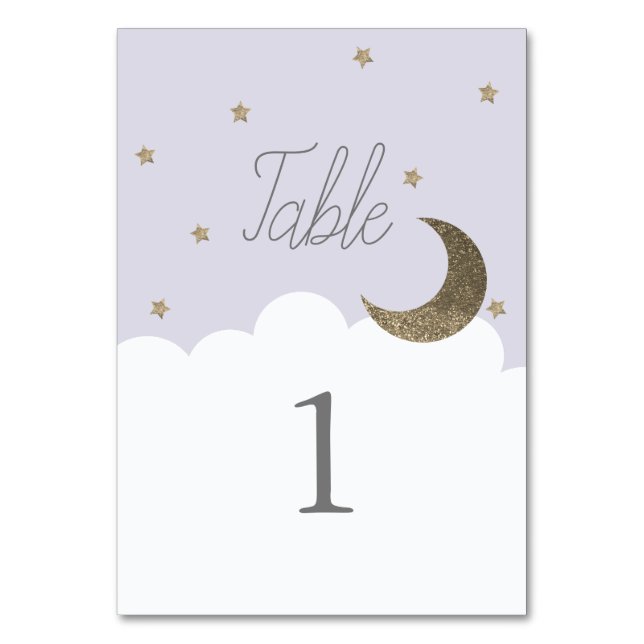 Stars & Moon Baby Lilac Table Number (Front)